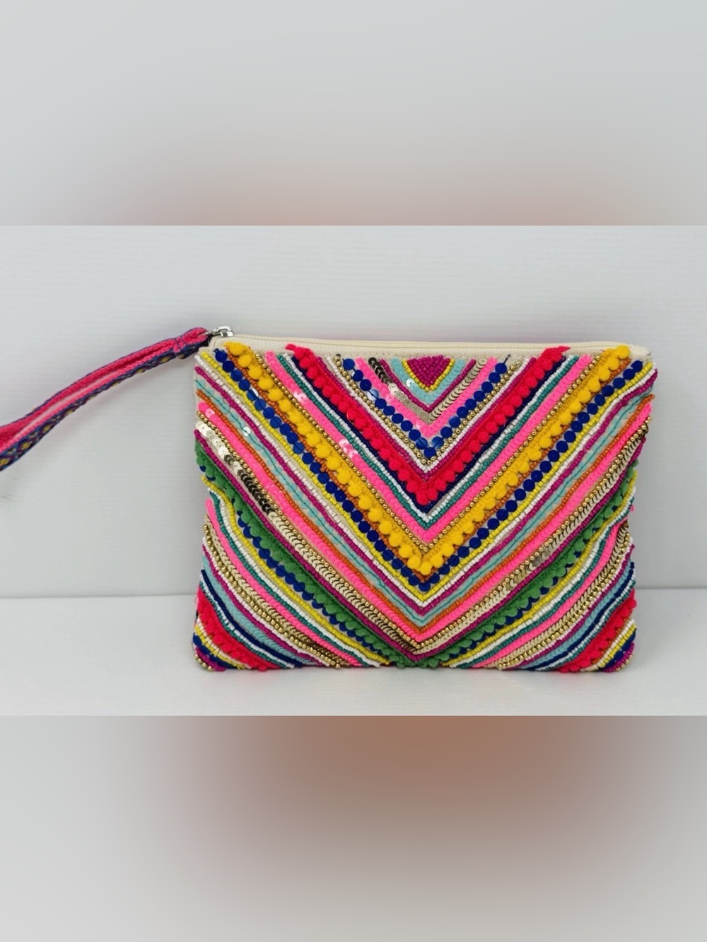 BRAND NEW IN BAG America & Beyond Hand Embellished Wristlet Travel Cruise Pouch